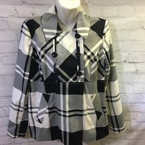 Sandro Sportswear Black & White Plaid Jacket Size Small